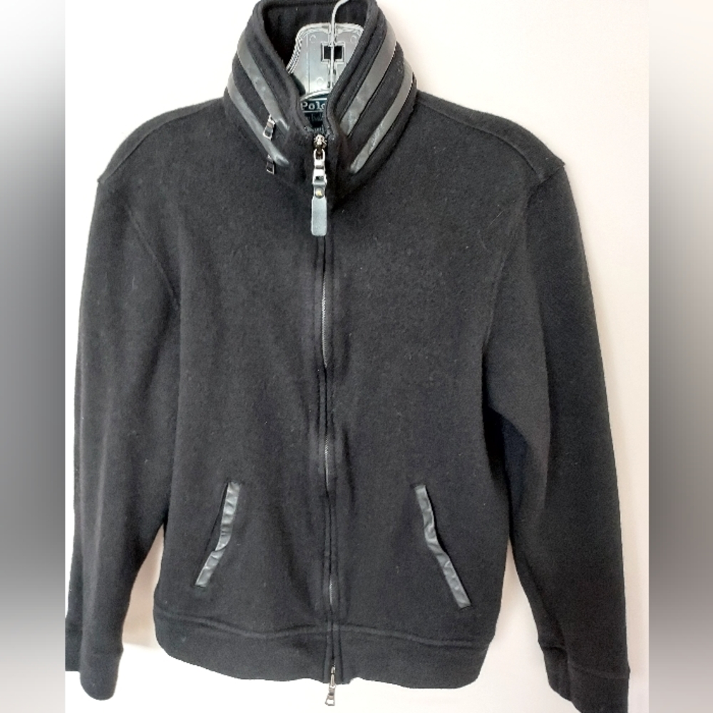 Polo by Ralph Lauren Classic Black Wool Hooded jacket Bomber Collegiate Academia